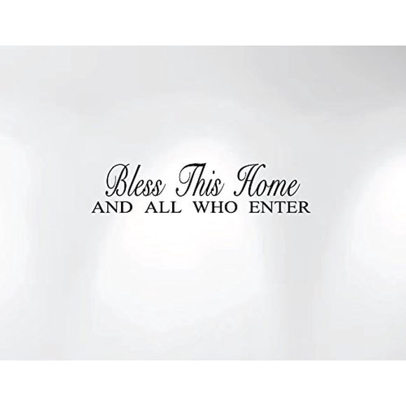 Innovative Stencils Bless This Home and All Who Enter Wall Decal Sticker Quote #1240 (28" Wide X 6" High) (Matte Black, 28" Wide X 6" High)