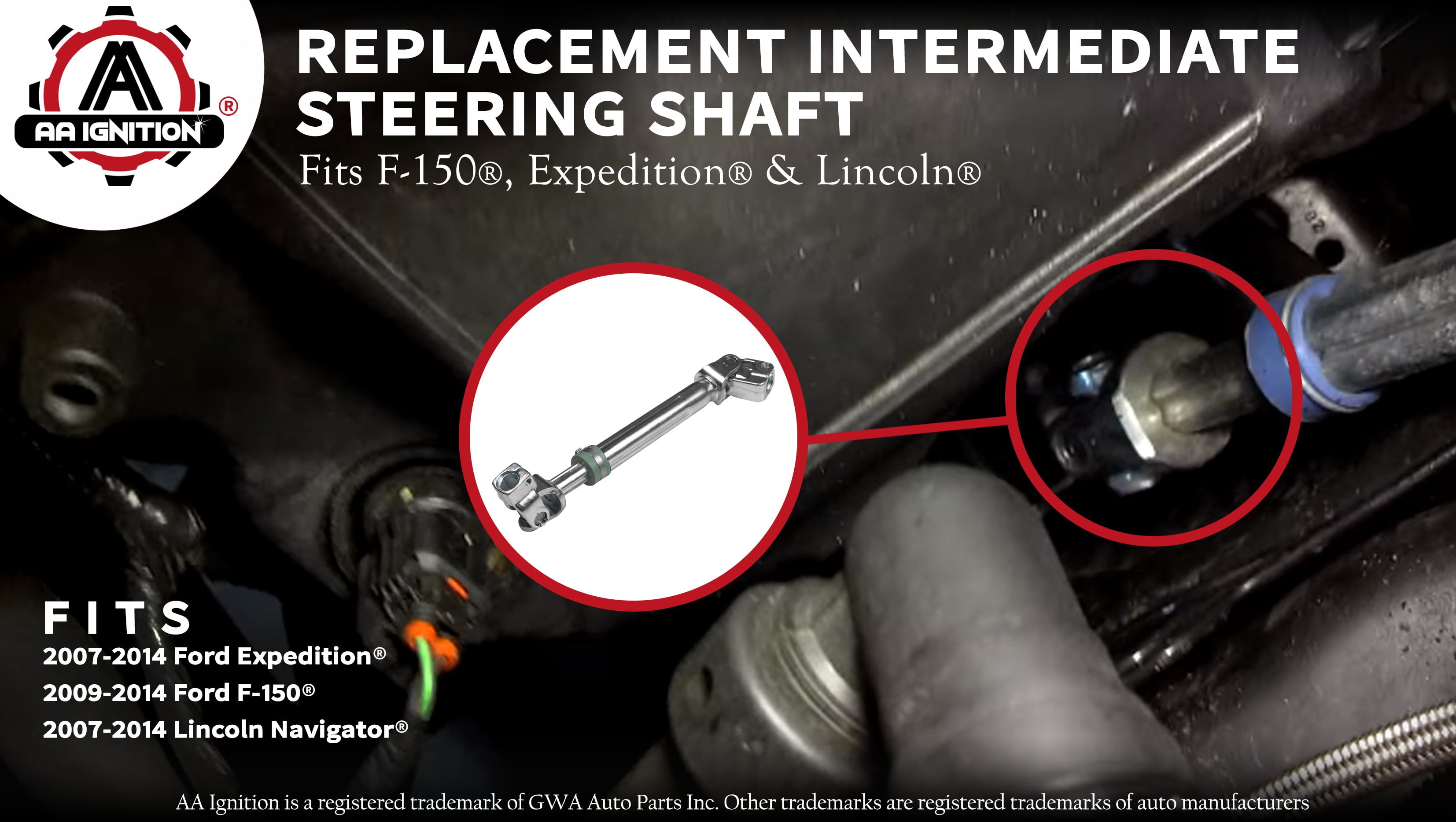 8L1Z3B676A Replaces# 8L1Z-3B676-A Compatible with 2009-2014 Ford F150 Intermediate Steering Shaft with U Joint Coupler 2007-2014 Expedition /& Lincoln Navigator