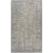LR Home Neutral Distress Oriental Accent Rug, Gray / Ivory, 1'10" x 3'