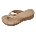 thumbnail image 6 of Rokment Platform Wedge Flip Flops for Women 2026 Beach Summer Fashion Casual Leather Wide Feet Orthopedic Chunky High Heels Dress Slip 0n Comfortable Walking Sandals Vacation Khaki Size 7, 6 of 7