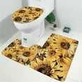 thumbnail image 2 of Yellow Sunflower Art Pattern Bathroom Rugs Sets 3 Piece,Toilet Cover Set,Absorbent Non Slip Bathroom Mats Sets with U-Shaped Contour Rug Toilet Rug Set, 2 of 5