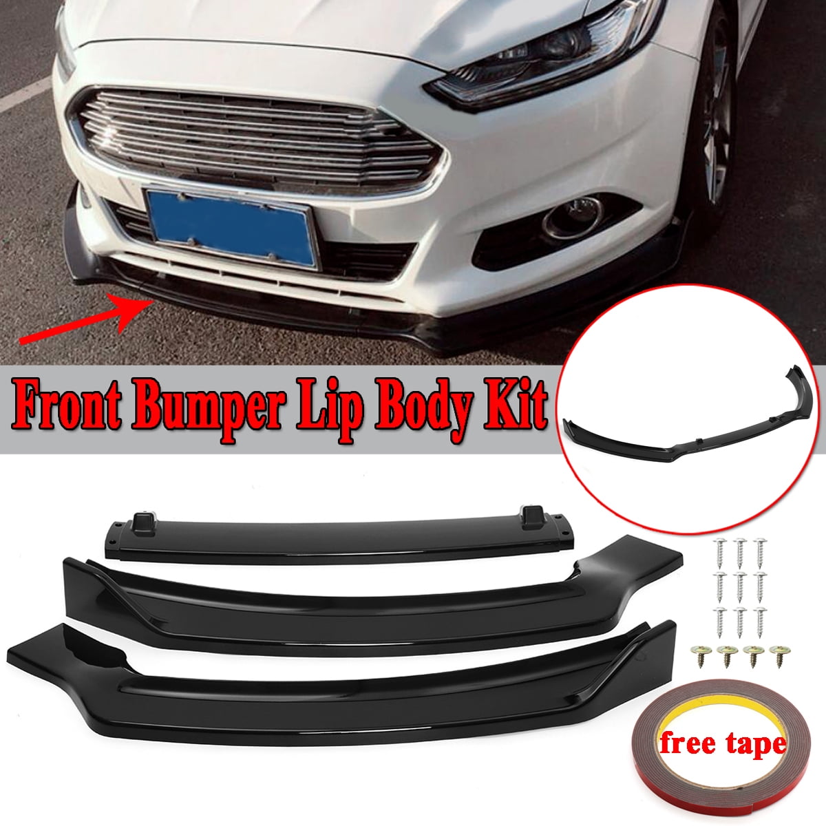 Melancholie stroom Vertrek naar For 2013-2016 Ford Fusion Mondeo Front Bumper Lip Body Kit Spoiler Gloss  Black (Instruction Not Included) - Walmart.com