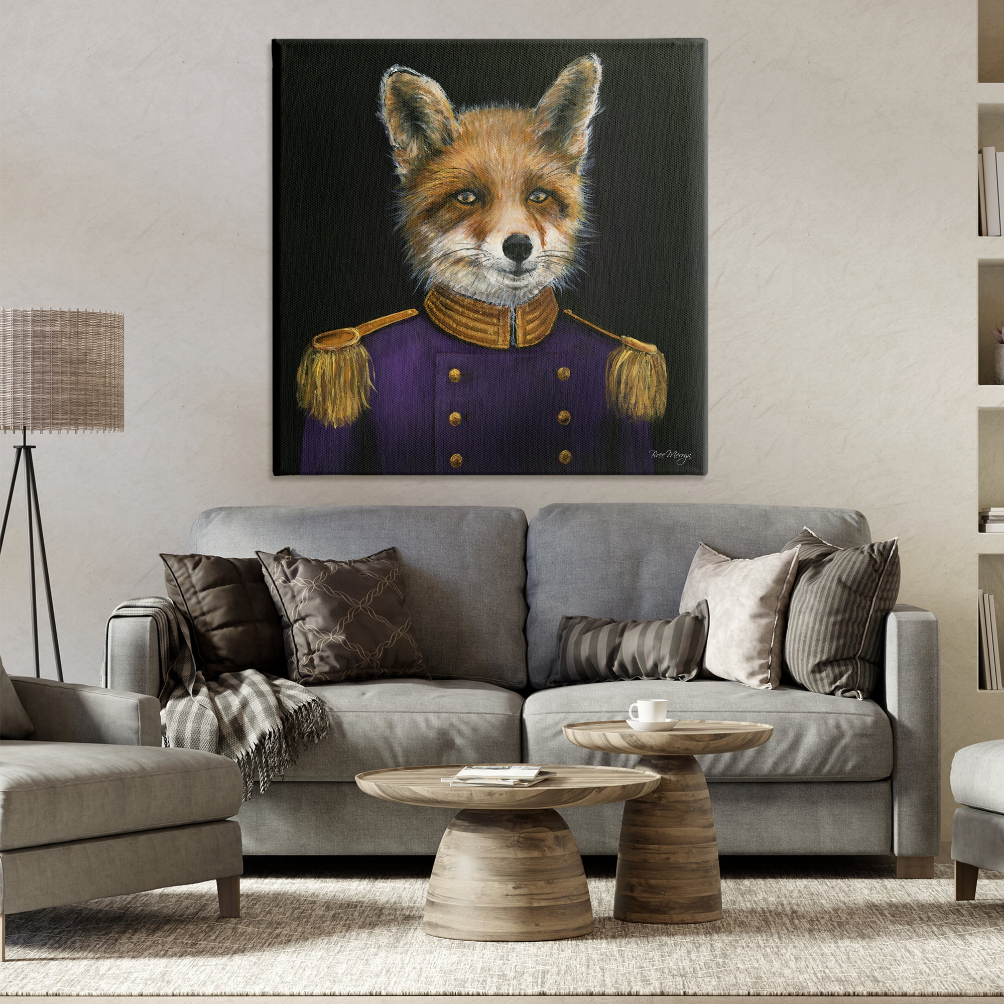 Stupell Industries Military Coat Fox Novelty & Humor Painting Wrapped Canvas Art Print Wall Art, 36 x 36