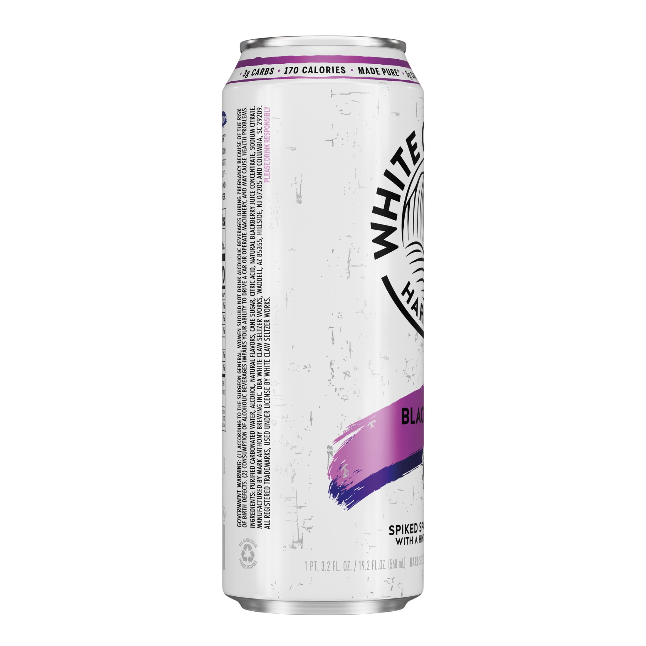 White Claw Hard Seltzer Blackberry, 19.2 fl oz Can, 5% ABV