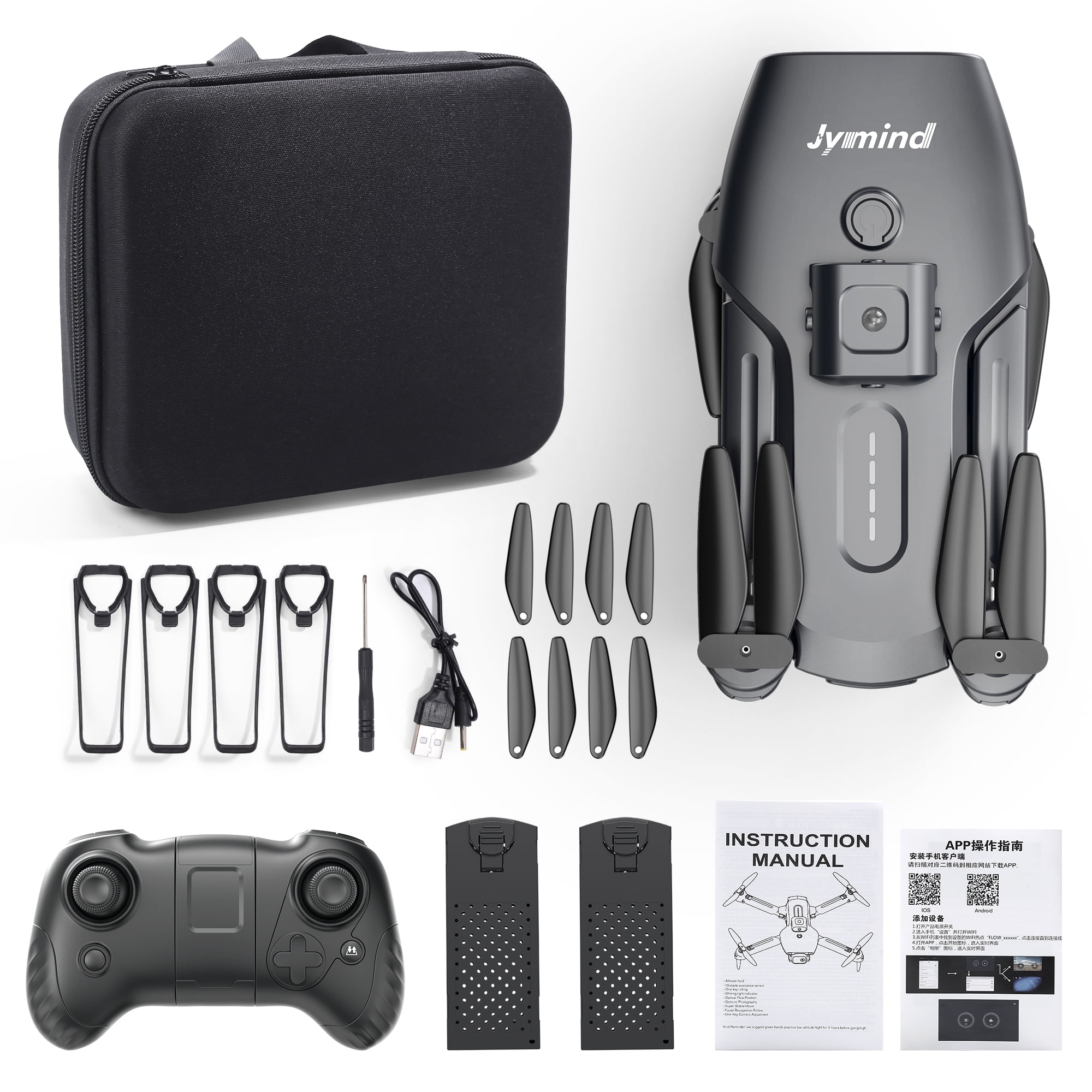 JY08 Drone with 4K HD Camera, Quadcopter RC, 3-Side Obstacle