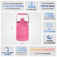 thumbnail image 3 of Coldest Sports Water Bottle - 1/2 Gallon (Straw Lid), Leak Proof, Vacuum Insulated Stainless Steel, Hot Cold, Double Walled, Thermo Mug, Metal Canteen (1/2 Gallon, Flaming o Pink), 3 of 7