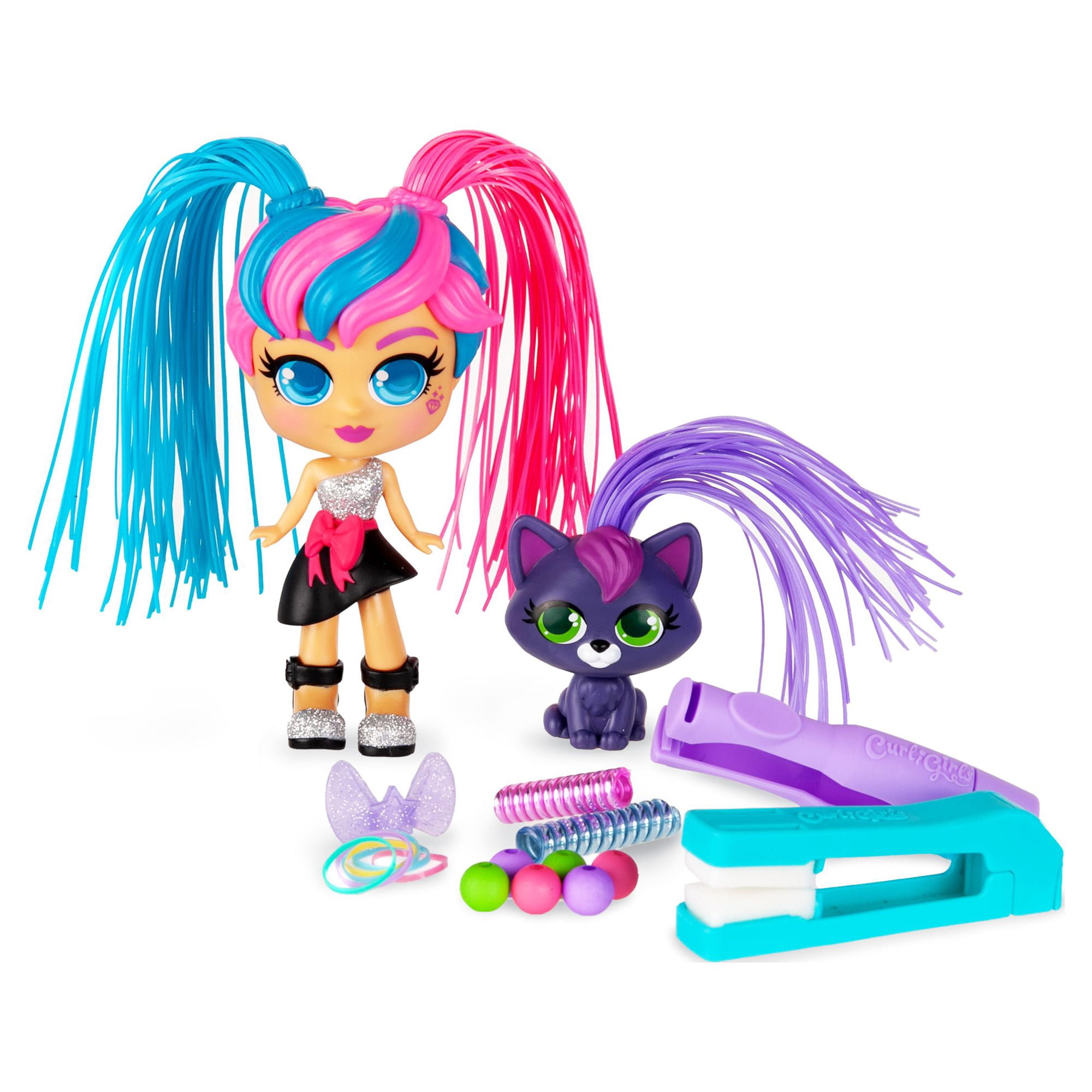 CurliGirls Milli, the Fashionista & Vogue, her cat - Deluxe Hairstyling Doll with MagiCurl Hair - Style Again and Again - Ages 3+