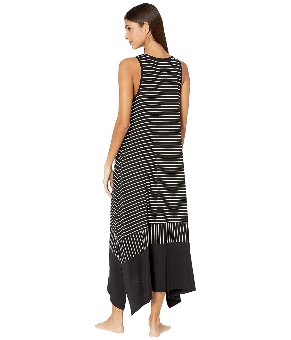 Donna Karan - Donna Karan Modal Spandex Jersey Long Gown Black Stripe ...