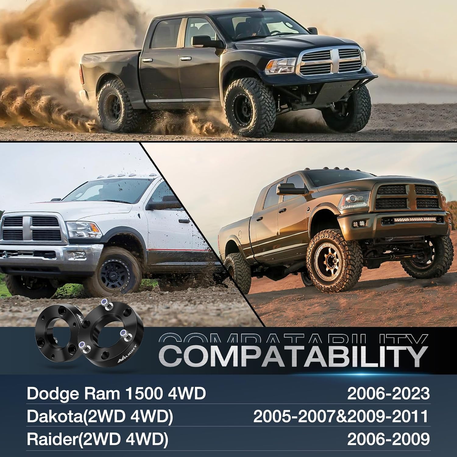 Nilight 2" Front Leveling Lift Kit for Dodge Ram 1500 4WD 2006 2007 2008 2009 2010 2011 2012 2013 2014 2015 2016 2017 2018 2019 2020 2021 2022 2023Strut Spacer Suspension Lift Kits