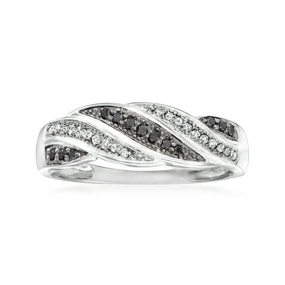 Ross-Simons 0.15 ct. t.w. Black and White Diamond Twist Ring in Sterling Silver, Women's, Adult