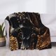 thumbnail image 3 of Balery Gold Pattern Black Skull Manta de Franela con Dibujo, Lujo Ultra Suave y Cálido, Antipelusa y Resistente a las Arrugas para Cama, Sofá, Camping -40"x30", 3 of 6