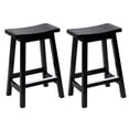 thumbnail image 6 of BORGEBY 24 inch Bar Stools Set of 2, Solid Wood Saddle Chair Backless Counter Stools 350 lbs with Footrests & Sturdy Legs for Kitchen, Black, 6 of 8