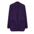 thumbnail image 4 of tklpehg Womens Fall Sweaters Open Front Knitted Sweater Pocket cardigan Fall Coat Overcoat Long Sleeve Solid Color Loose Leisure Outwear Purple M, 4 of 6