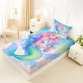 thumbnail image 4 of Feelyou Dreamy Unicorn Mermaid Twin Sheet Sets for Girls, Watercolor Galaxy Bedding, Blue Pink, 3pcs, 4 of 5