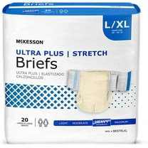 McKesson Ultra Plus Stretch Adult Comfort Fit Absorbent Incontinence Underwear, Large/X-Large, Heavy Absorbency, 80 Count