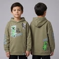 thumbnail image 2 of Minecraft Boys Pullover Hoodie, Creeper Graphic Fleece Sweatshirt, Olive Green, Sizes SXL, 2 of 8