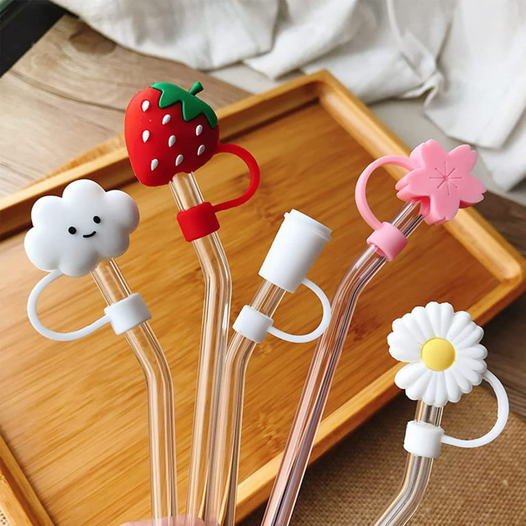 8 PCS Silicone Straw Cover Stanley Straw Tips Cover Strawberry Flower Cloud  Reusable Drinking Straw Tips for Straws (Mixed Style)