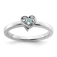thumbnail image 2 of Auriga Fine Jewelry 925 Sterling Silver Aquamarine Heart Ring Size 8 Valentine's Day Gift for Women, 2 of 6