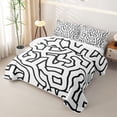 thumbnail image 3 of Homewish Abstract Wavy Stripes Twin Quilt Set,Contemporary Artwork Twin Coverlet Set,White Black,2 Pieces, 3 of 7