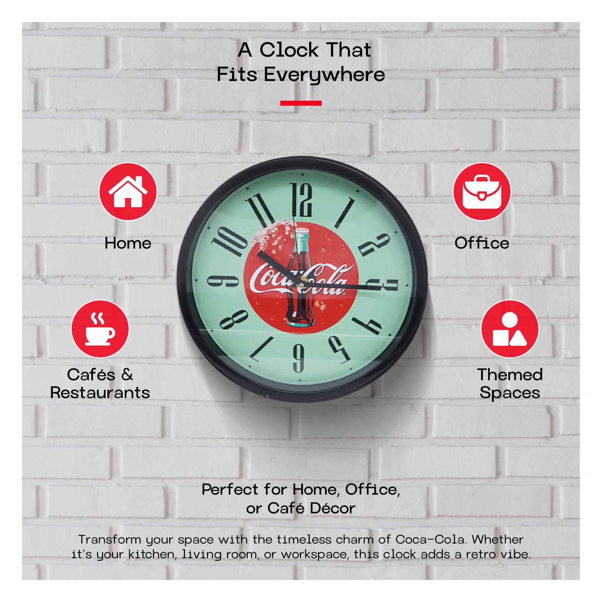 Coca-Cola 895315 Retro 1990s Analog Wall Clock