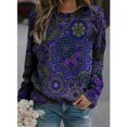 thumbnail image 1 of Women's Pullover Print Round Neck Long Sleeve Sweater, 1 of 1