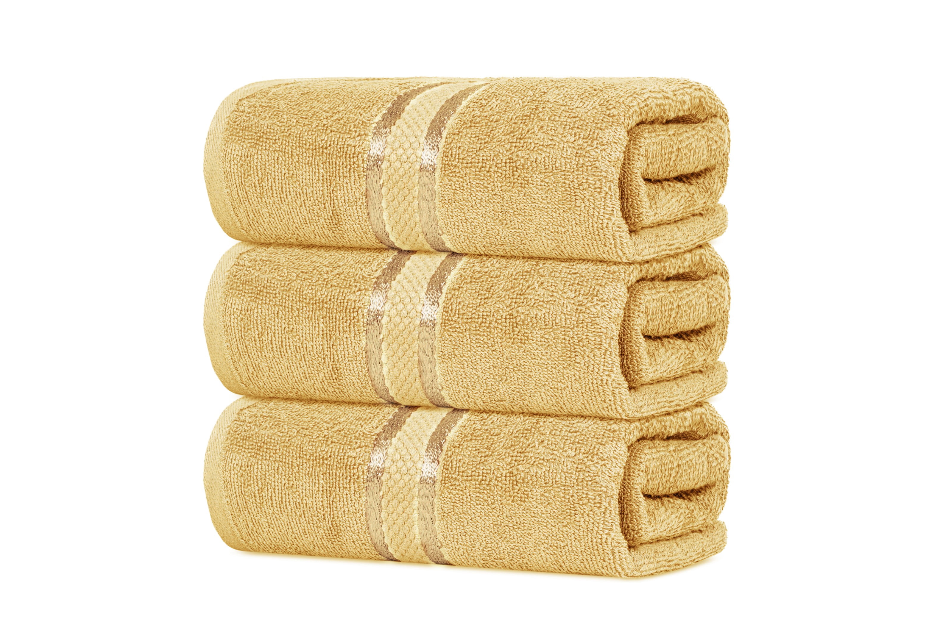 Dewalls Maisons 3-Pack Large Bath Towels, 100% Cotton 27x54 Inches, Quick Drying, Super Absorbent, Perfect for Daily Use, Bathroom & Hotel - Beige Color