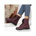 thumbnail image 5 of Frontwalk Women Ankle Boots Casual Combat Boot Side Zip Booties Walking Fashion Shoes Womens Lace Up Wine Red 5, 5 of 8