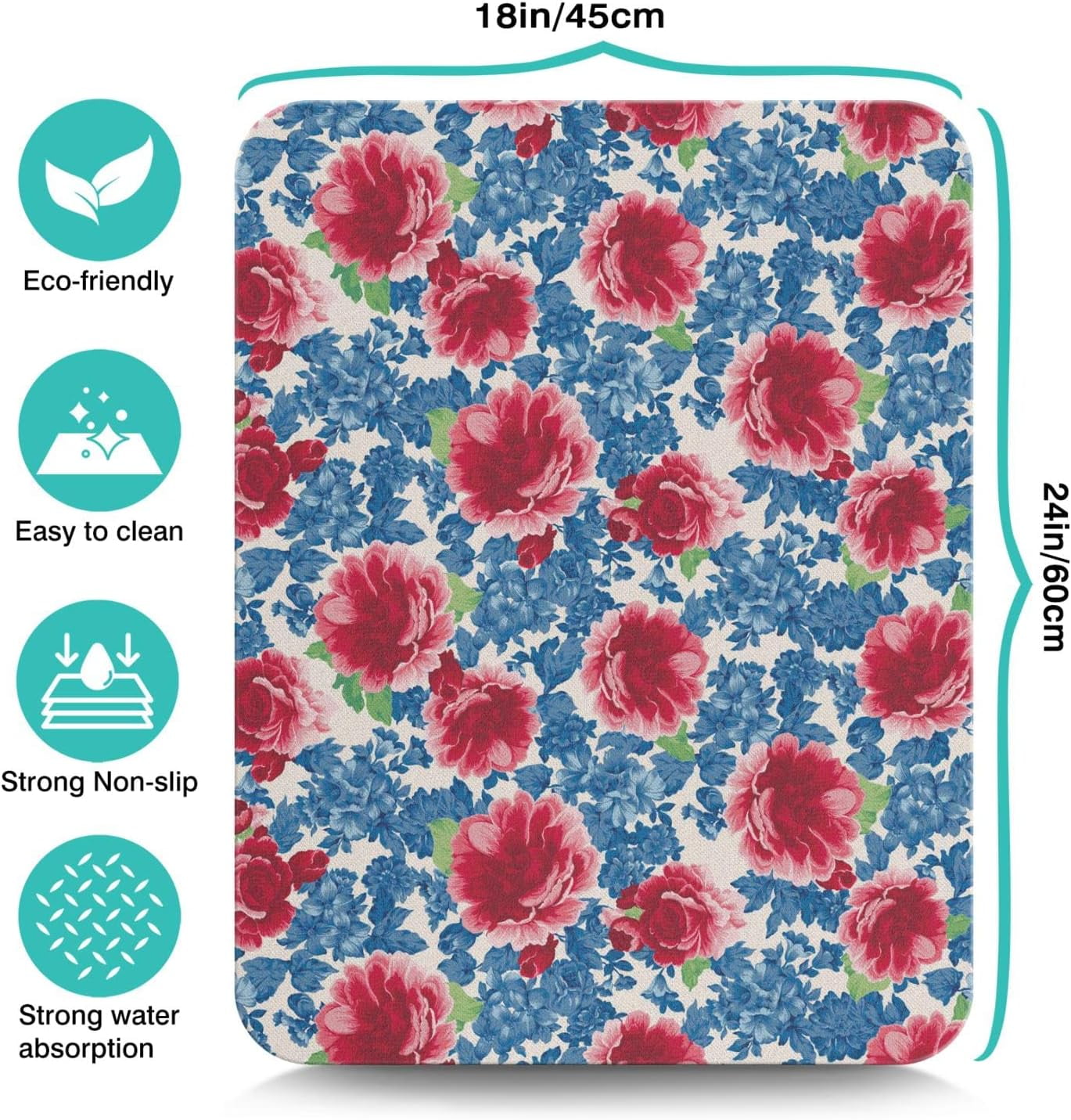 Washable Rubber Pioneer Dish Drying Mats For Kitchen Counter Home Large Coffee Bar Pad Accessories And Decor For Utensils Stemware (18''''x24'''')