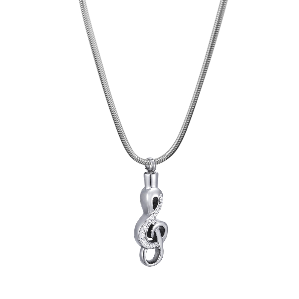 Music Clief Cremation Ashes Holder for Funeral Memorial Necklace Cremation Necklace for Ashes Urn Keepsake with FREE Funnel Kit and Velvet Jewelry Box