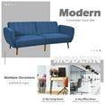 thumbnail image 6 of Costway Convertible Futon Sofa Bed Adjustable Couch Sleeper w/ Wood Legs Navy, 6 of 11