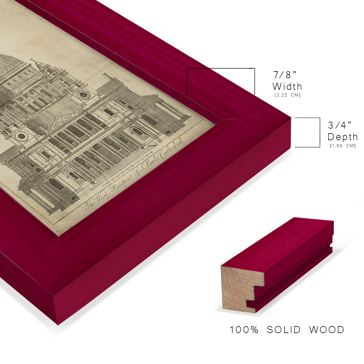 St. Paul's Cathedral -Framed Print w/glass-Cherry Red