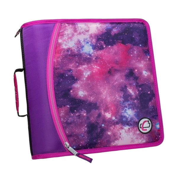 CaseIt Mighty Tab, 3" ORing Zipper Binder, Purple Galaxy, D386PPUR