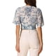 thumbnail image 3 of INSPIRAR CHIC Blusas Cortas de Manga Corta con Cuello en V de Verano con Estampado Floral XL Blanco Azul, 3 of 6