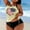 Beige, variant on Modest Tankini Btahing Suits for Women Plus Size Padded Swimwear Green Beach American Flag Womens Swimsuits L