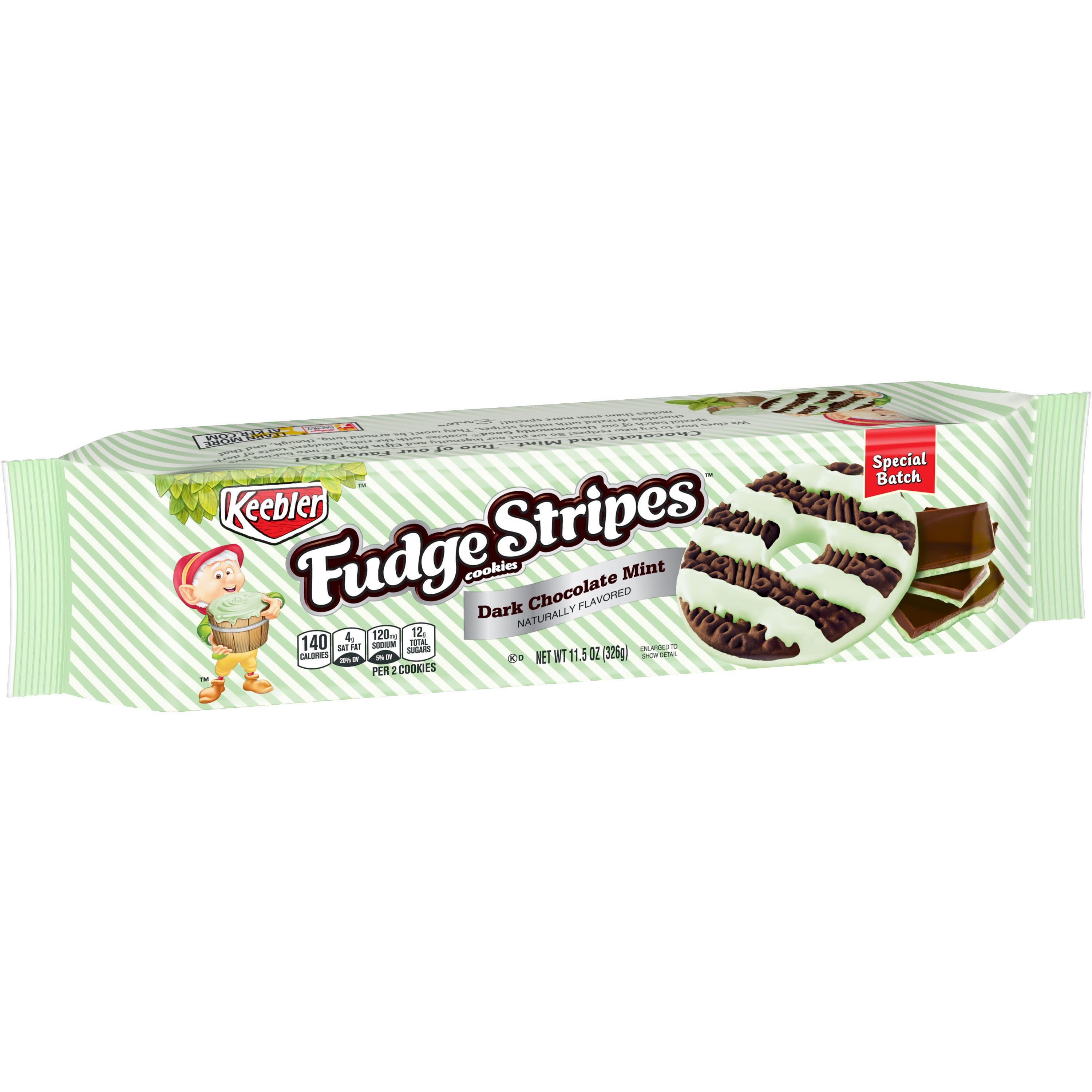 Keebler Fudge Stripes Dark Chocolate Mint Snack Cookies, 11.5 Oz
