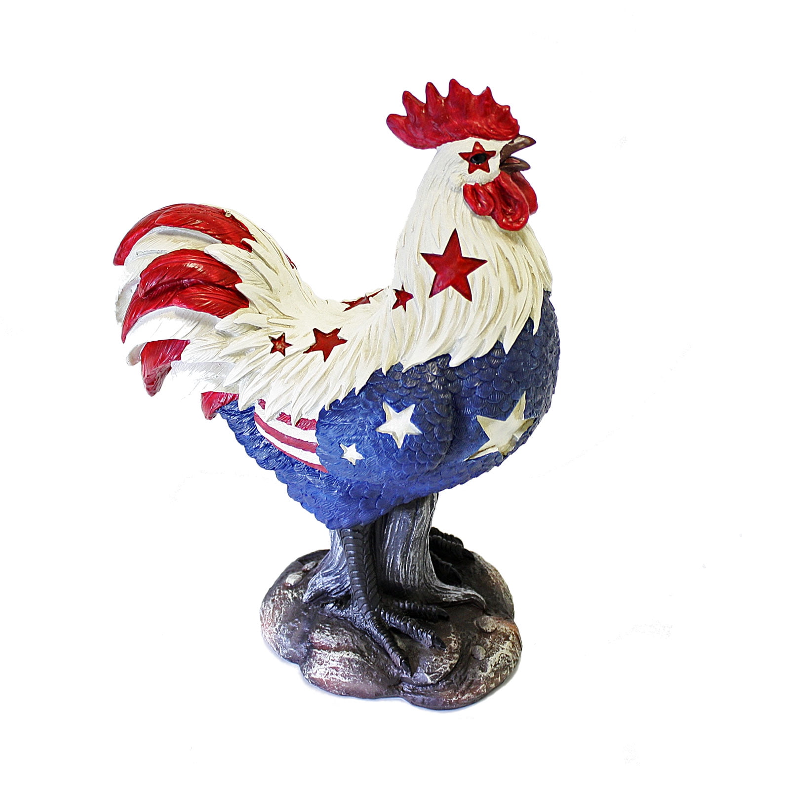12.5-inch DWK Good Morning America Patriotic American Flag Stars and Stripes Rooster Statue Sculpture Figurine USA Home D/écor Accent
