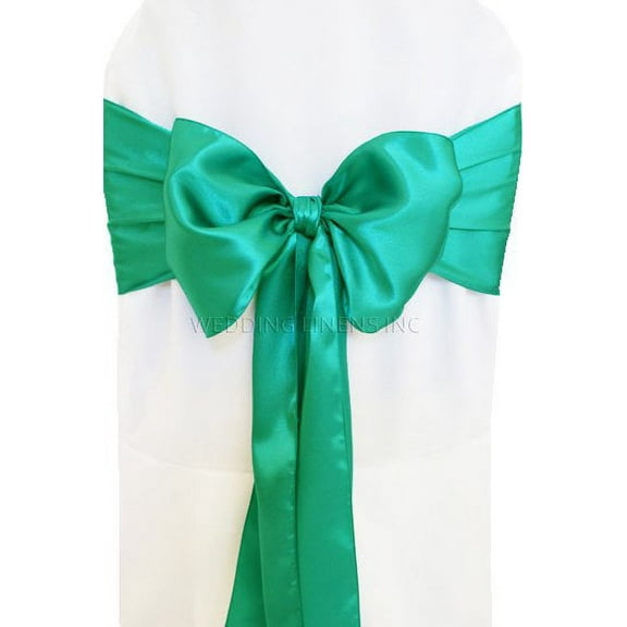 Wedding Linens Inc. (10pcs) 8" x 108" Satin Chair Sashes Chair Sash Bow ties for Wedding Party Catering Banquet Decoration Events - Jade