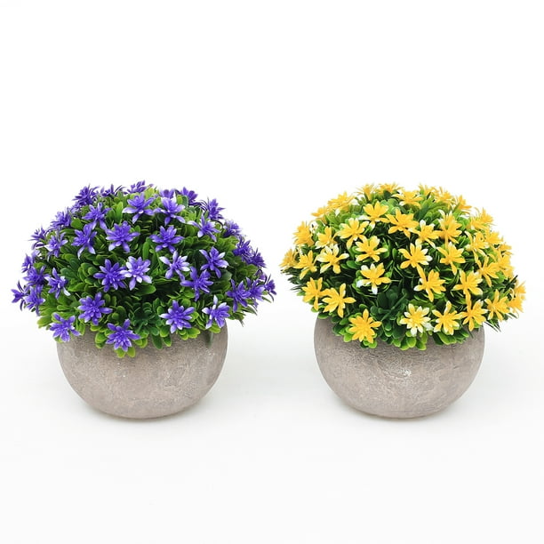 2 Packs Small Artificial Plants in Pot Mini Faked Potted Plants