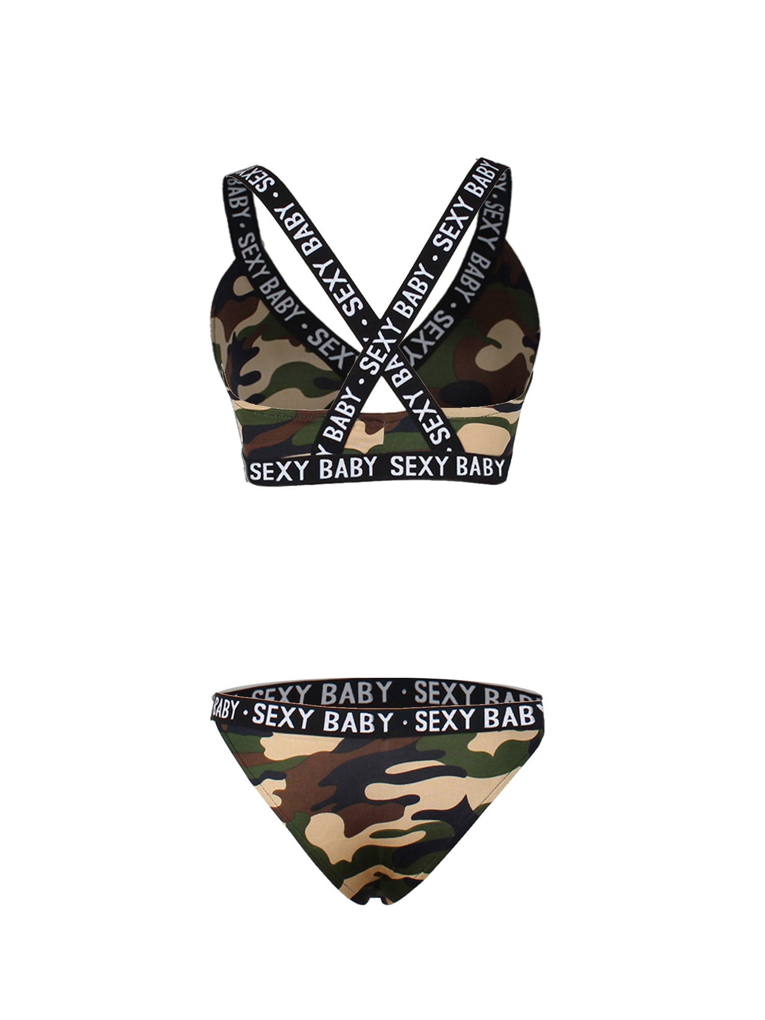 ORQ Women Sexy Camouflage Printed Two-piece Lingerie Set