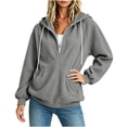 thumbnail image 4 of Horkkom Quarter Zip Pullover Women Pocket Drawstring Hoodies Causal Loose Corduroy Sweatshirts Winter Clothes M, 4 of 5