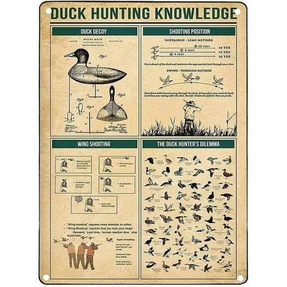 Type Of Duck Tin Sign Duck Hunting Decor Mallard Ducks Knowledge Metal Signs Vintage Duck Hunting Decorations For Home Kitchen Bathroom Duck Wall Art Decor Poster Plaque Gift 8 x 6 Inch