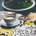 thumbnail image 3 of Ambesonne Emoji Party Fitted Round Tablecloth, Writings Pile of Poos, 40"- 44" Diameter, Soft Pink Yellow White, 3 of 5