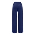 thumbnail image 7 of Endives Women's Wide Leg Pants Textured Elastic High Waisted Solid Color Flared Elegant Casual Pants Dark Blue, 7 of 7