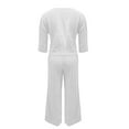 thumbnail image 6 of GZWYHT Two Piece Sets for Women Lounge Sets for Women Women's Casual And Fashionable Pants Beach Set Top Cotton And Linen Two Piece Set Two Piece Sets for Women Summer Sets for Women White L, 6 of 6