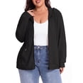 thumbnail image 2 of Cueply Plus Size Zip Up Hoodie for Women Lightweight Ribbed Knit Jacket Long Sleeve Sweatshirt with Pockets Casual Fall Winter Outerwear, 2 of 8