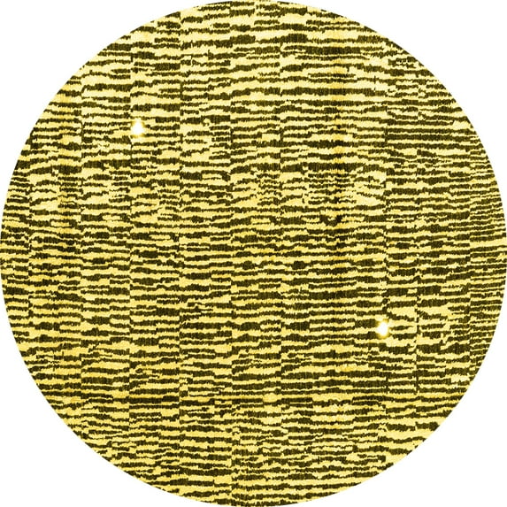 Ahgly Company Machine Washable Indoor Round Abstract Yellow Modern Area Rugs, 6' Round