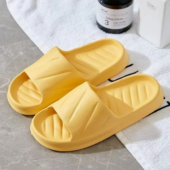Nvzi-c Slippers for Women and Men Non Slip Quick Drying Shower Slides Bathroom Sandals ，Ultra Cushion ，Thick Sole（Size：40-41，Yellow）