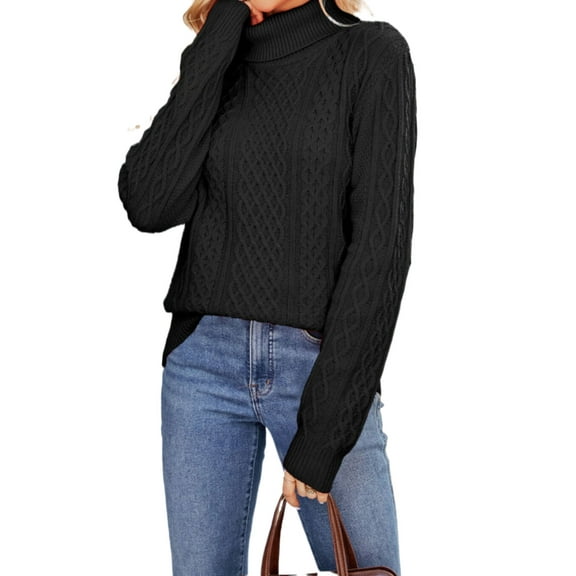 Cable Sweaters for Women Ribbed Turtleneck Sweater Chunky Knit Long Sleeve Oversized Knitted Pullover Sweater Alsol Lamesa