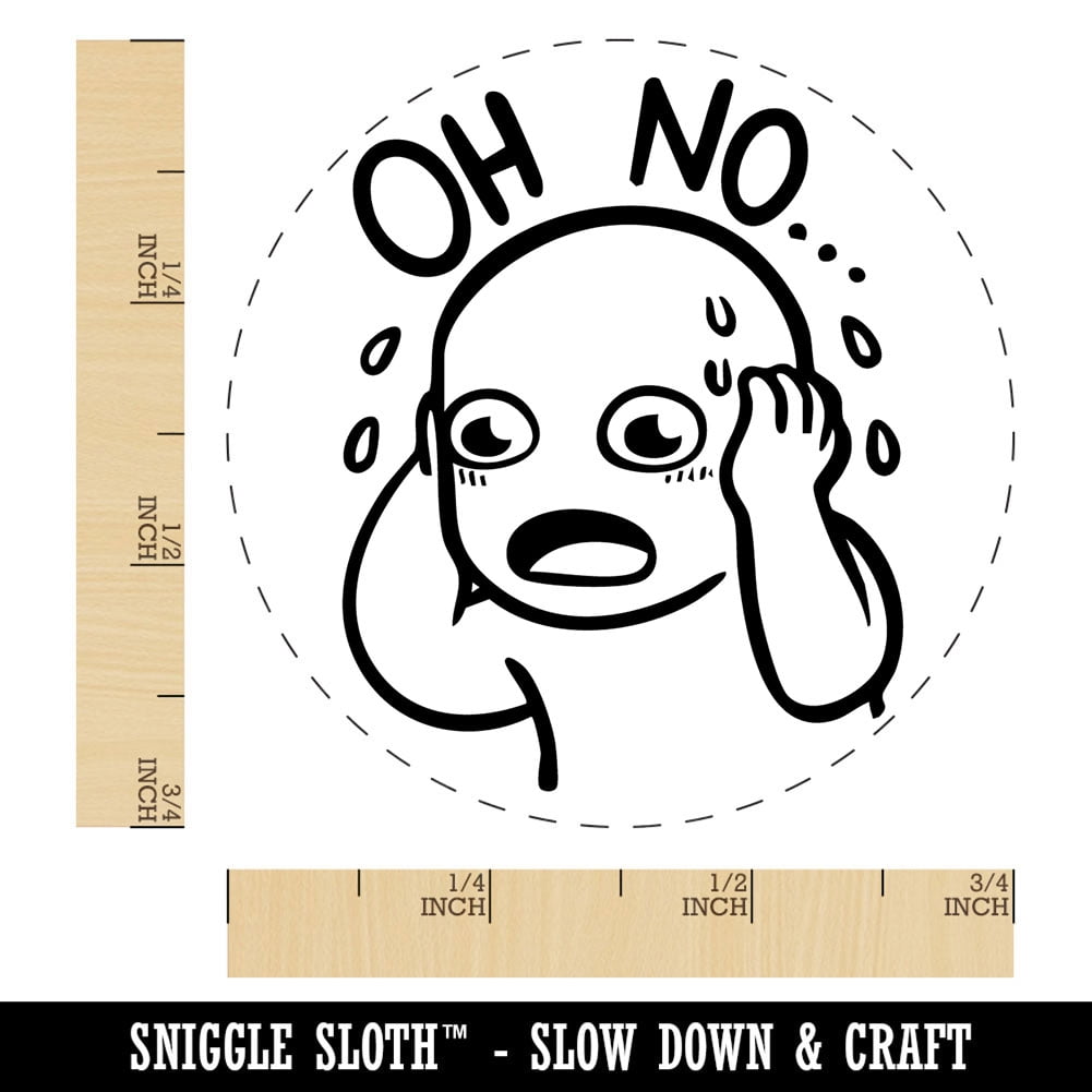 Oh No Panic Mistake Sweating Reaction Self-Inking Rubber Stamp Ink Stamper - Blue Ink - Small 3/4 Inch