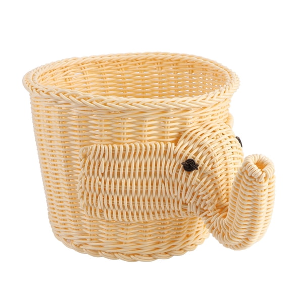 OUNONA Rattan Basket 20x16cm Decorative Storage Organizer for Home and Kids Room